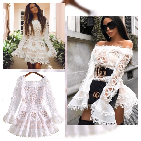 SOLD… White Ruffled & Lace Dress - Picture 2 of 14